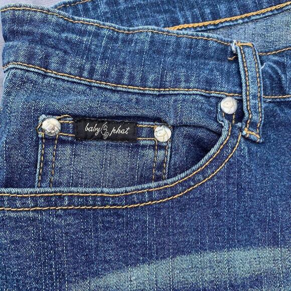 Baby Phat Jeans Womens Size 7 Blue Mid Rise Straight Leg Medium Wash Capri Crop - Picture 5 of 10